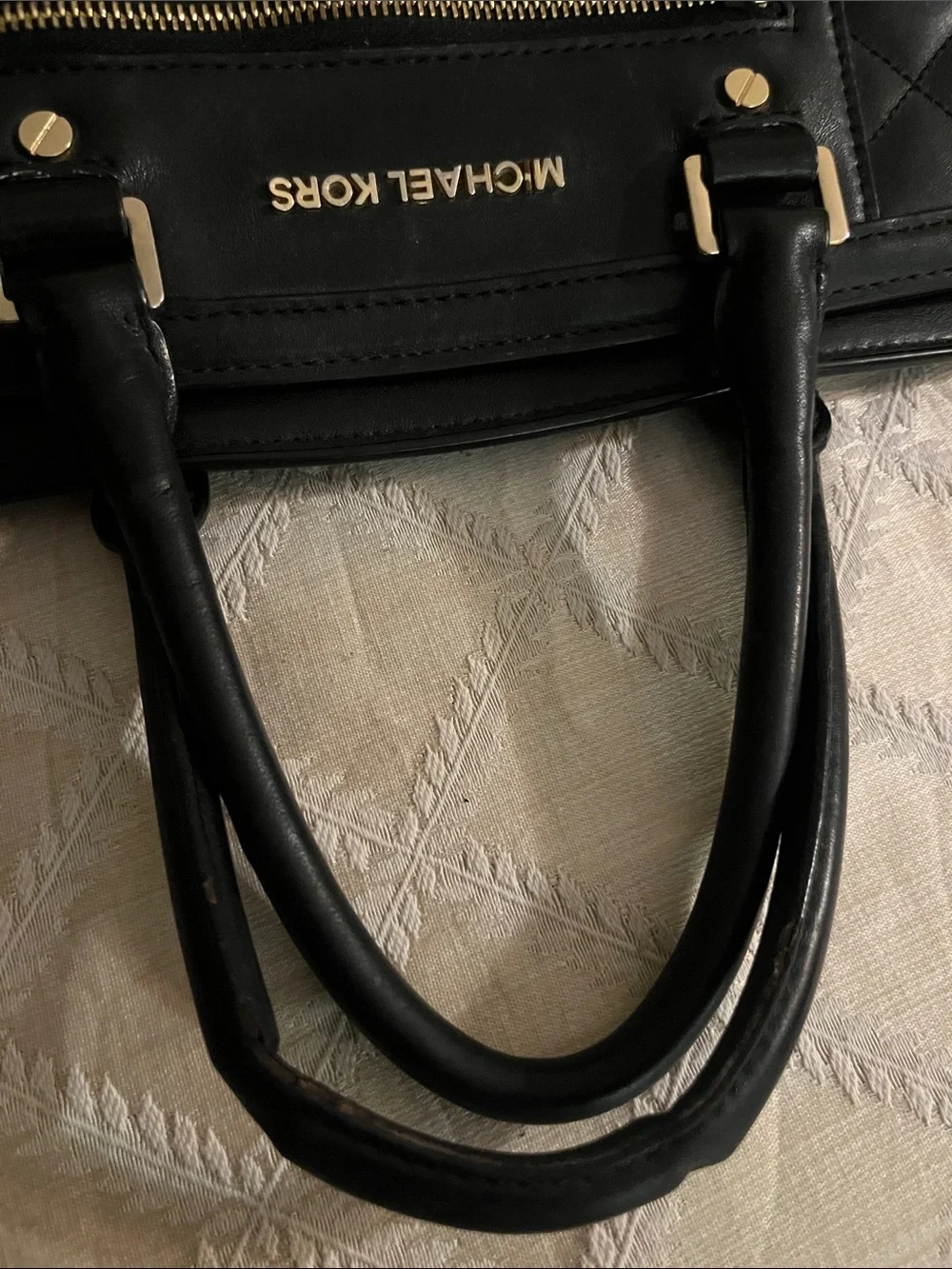 Michael Kors Selma Black Quilted Satchel with Gold Hardware